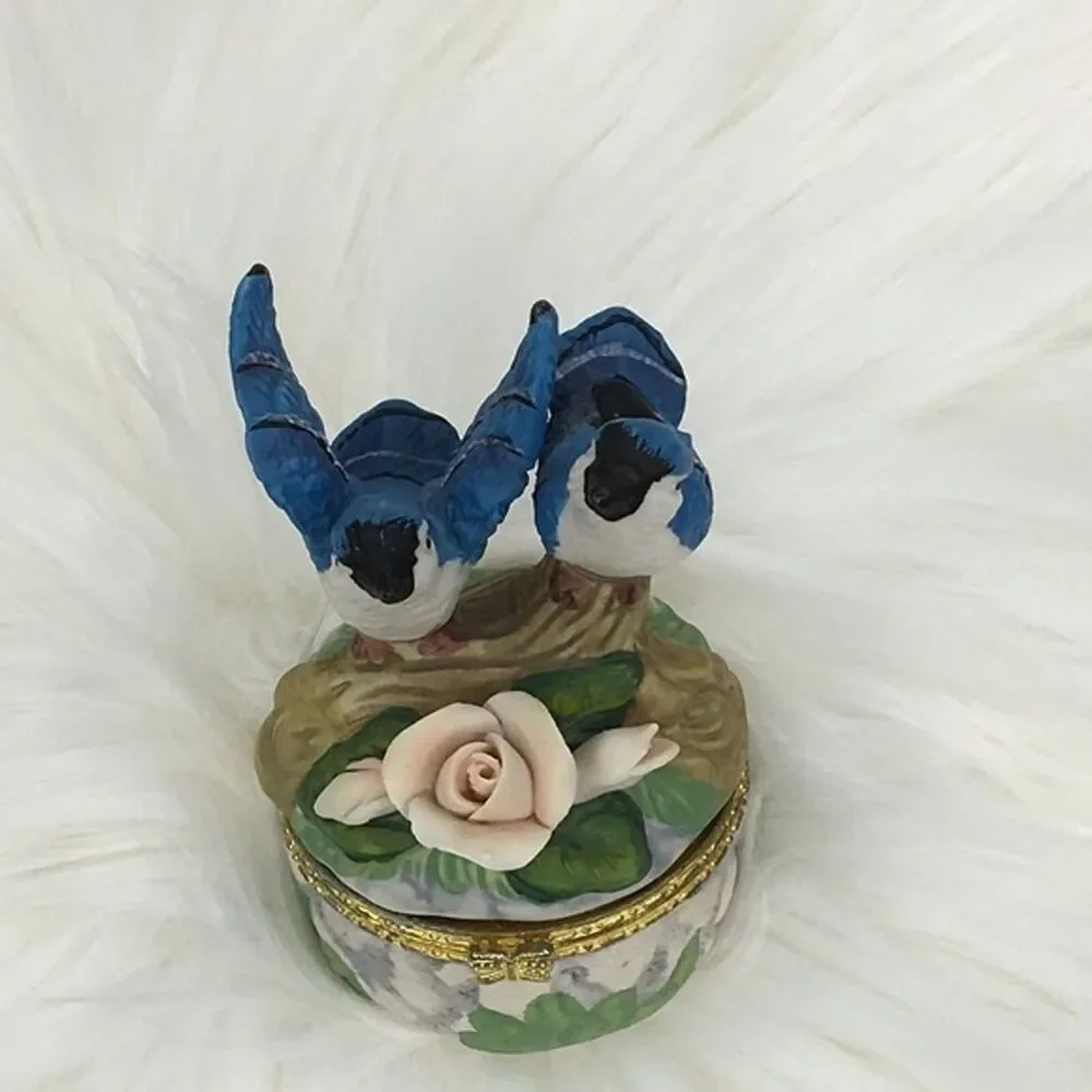 Bluebird Rose Jewelry Box Trinket Gift Fairycore‎ Cottage Coquette Whimsical